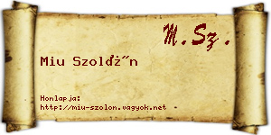 Miu Szolón névjegykártya